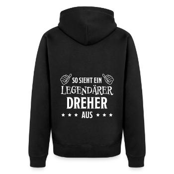 Dreher Fun Spruch Drehmaschinen Dreher Geschenk - Unisex Premium Bio Zip Hoodie - Schwarz - Hinten - Nico (187cm)