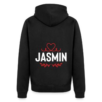 Jasmin - Unisex Premium Bio Zip Hoodie - Schwarz - Hinten - Nico (187cm)