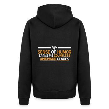 My Sense Of Humor Earns Me Countless Glares 3 - Unisex Premium Organic Zip Hoodie - black - Back - Nico (187cm)