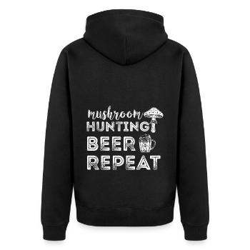 Pilzsammler und Pilz Freunde - Unisex Premium Bio Zip Hoodie - Schwarz - Hinten - Nico (187cm)