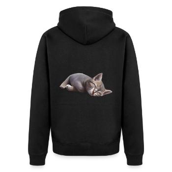 Sleeping cat - Unisex Premium Organic Zip Hoodie - black - Back - Nico (187cm)