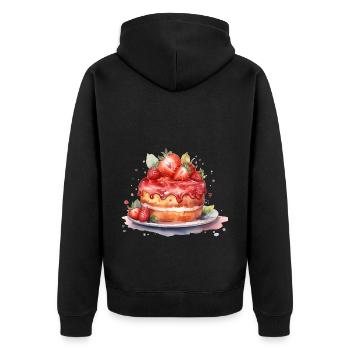 Erdbeeren Bäckerei, Küche Konditorin Erdbeerkuchen - Unisex Premium Bio Zip Hoodie - Schwarz - Hinten - Nico (187cm)