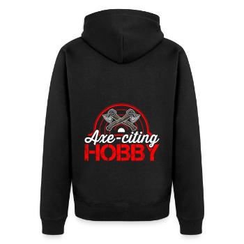 Axtziting Hobby Axe Throwing Lover Expert - Unisex Premium Organic Zip Hoodie - black - Back - Nico (187cm)
