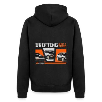 Motorsport Sportwagen Asphalt Mechaniker - Unisex Premium Bio Zip Hoodie - Schwarz - Hinten - Nico (187cm)