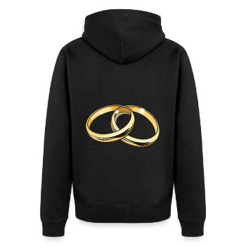 Anneaux de mariage symbole mariage - Veste à capuche bio Premium Unisexe - noir - Dos - Nico (187cm)