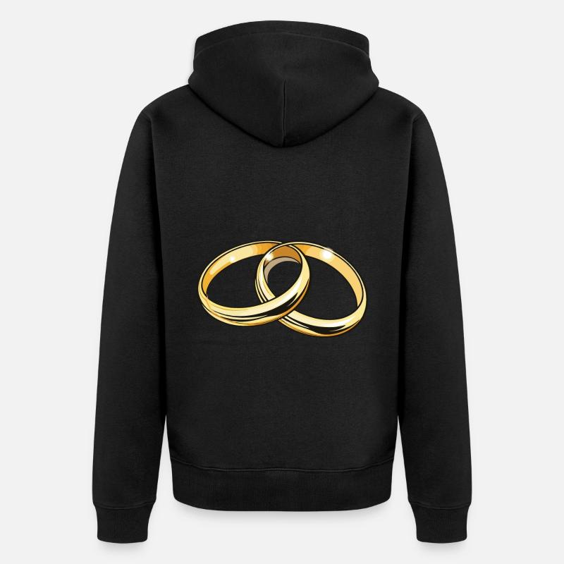 Anneaux de mariage symbole mariage - Veste à capuche bio Premium Unisexe - noir