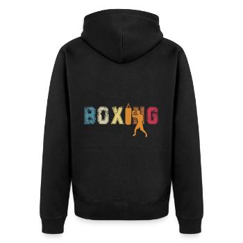 Boxen - Unisex Premium Bio Zip Hoodie - Schwarz - Hinten - Nico (187cm)