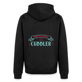 Professional Cuddler 2 - Unisex Premium Bio Zip Hoodie - Schwarz - Hinten - Nico (187cm)