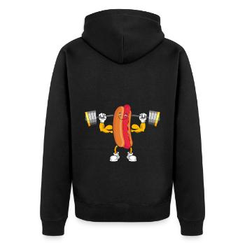 Bodybuilding Hot Dog Fitness Workout Gym - Unisex Premium Organic Zip Hoodie - black - Back - Nico (187cm)