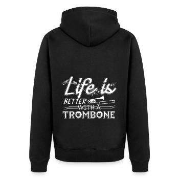 Trombone - Unisex Premium Organic Zip Hoodie - black - Back - Nico (187cm)