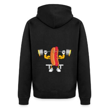 Hot Dog Bodybuilding Fitness Gym Gift - Unisex Premium Organic Zip Hoodie - black - Back - Nico (187cm)