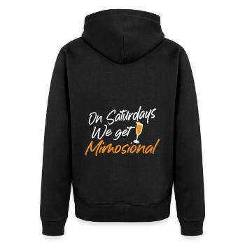 On Saturdays We Get Mimosional Brunch Shirt - Unisex Premium Bio Zip Hoodie - Schwarz - Hinten - Nico (187cm)
