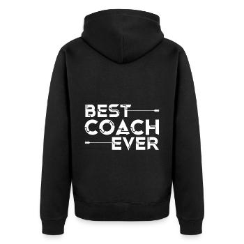 Best Coach Ever Influencer Mentor Mindset Blogger - Unisex Premium Organic Zip Hoodie - black - Back - Nico (187cm)