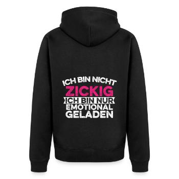 Sarkusmus Spruch Schwarzer Humor Lustiges Ironie - Unisex Premium Bio Zip Hoodie - Schwarz - Hinten - Nico (187cm)