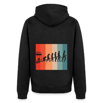 Feuerwehrmann Feuerwehrfrau , Evolution Feuerwehr - Unisex Premium Bio Zip Hoodie - Schwarz - Hinten - Nico (187cm)