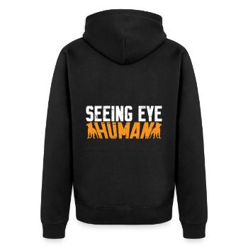 Seeing Eye Human 10 - Unisex Premium Bio Zip Hoodie - Schwarz - Hinten - Nico (187cm)