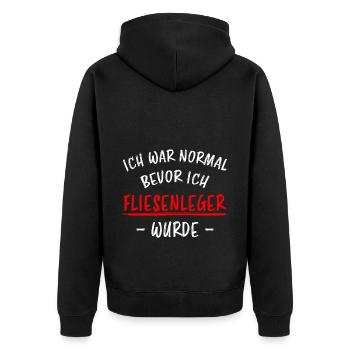 Fliesenleger Lustig Spruch Job Bodenleger Geschenk - Unisex Premium Bio Zip Hoodie - Schwarz - Hinten - Nico (187cm)