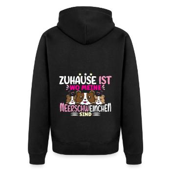 Zuhause ist wo meine Meerschweinchen sind - Unisex Premium Bio Zip Hoodie - Schwarz - Hinten - Nico (187cm)