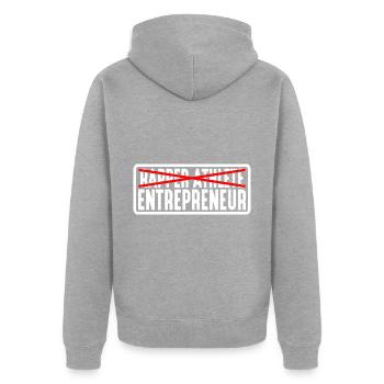 Rappeur Athlète Entrepreneur 23 - Veste à capuche bio Premium Unisexe - gris chiné - Dos - Nico (187cm)