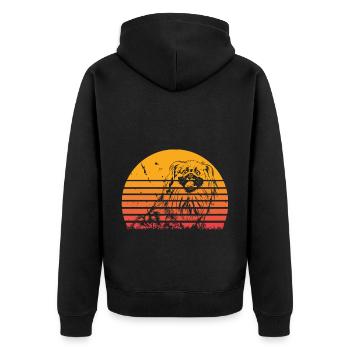 Beijing Dogs Sun Silhouette Vintage - Unisex Premium Organic Zip Hoodie - black - Back - Nico (187cm)