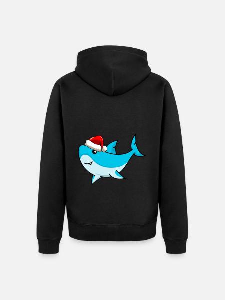 Shark Comic Christmas - Unisex Premium Organic Zip Hoodie - black