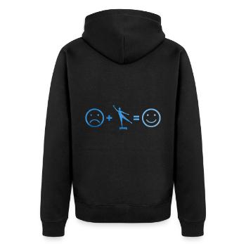 Krafttraining Aerobic Fitnesstraining Aerobic - Unisex Premium Bio Zip Hoodie - Schwarz - Hinten - Nico (187cm)