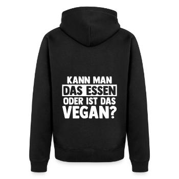 Anti Vegan - Unisex Premium Bio Zip Hoodie - Schwarz - Hinten - Nico (187cm)