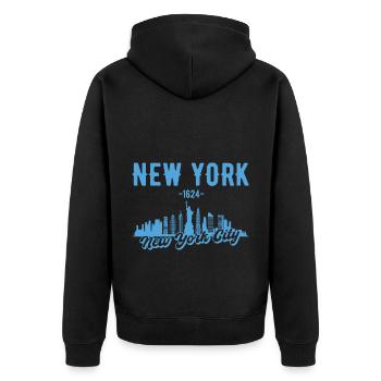 New York State Gift - Unisex Premium Organic Zip Hoodie - black - Back - Nico (187cm)