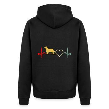 Welsh Springer Spaniel Vintage Heartbeat - Unisex Premium Organic Zip Hoodie - black - Back - Nico (187cm)