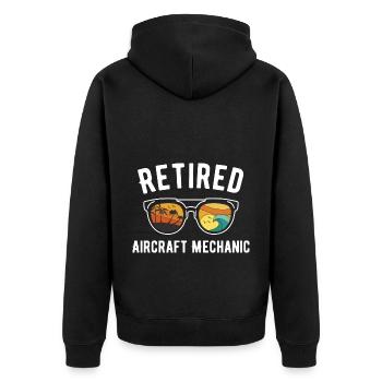 Jet-setzender Pilot: Bereit für den Ruhestand - Unisex Premium Bio Zip Hoodie - Schwarz - Hinten - Nico (187cm)