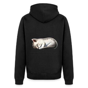 Sleeping cat - Unisex Premium Organic Zip Hoodie - black - Back - Nico (187cm)