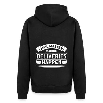 Postbote Briefträger Brief Paketdienst Geschenk - Unisex Premium Bio Zip Hoodie - Schwarz - Hinten - Nico (187cm)