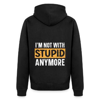 Ich bin nicht mehr mit Stupid zusammen Hochzeit Sc - Unisex Premium Bio Zip Hoodie - Schwarz - Hinten - Nico (187cm)