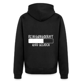 Reinigungskraft Spruch Reinigungskraft Geschenk - Unisex Premium Bio Zip Hoodie - Schwarz - Hinten - Nico (187cm)
