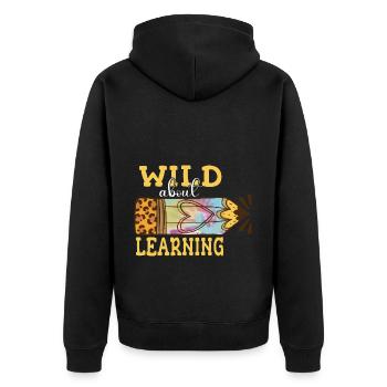 Wild About Learning Lehrer Schule Pre-K Tier - Unisex Premium Bio Zip Hoodie - Schwarz - Hinten - Nico (187cm)