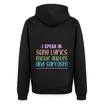 Je parle en paroles de chansons, citations de films et - Veste à capuche bio Premium Unisexe - noir - Dos - Nico (187cm)