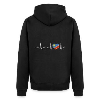 Congo - battements cardiaques, pouls, ligne cardiaque, ECG - Veste à capuche bio Premium Unisexe - noir - Dos - Nico (187cm)