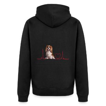 Heartbeat Gift for Dogs - Unisex Premium Organic Zip Hoodie - black - Back - Nico (187cm)