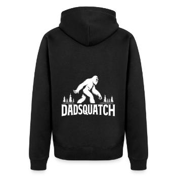 Dadsquatch Bigfoot Papa Vater Geschenk - Unisex Premium Bio Zip Hoodie - Schwarz - Hinten - Nico (187cm)