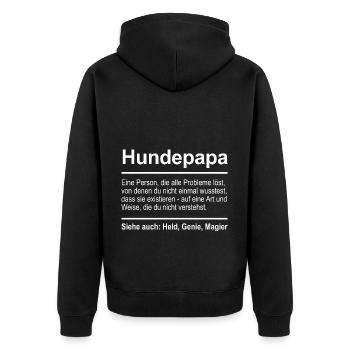 Hundepapa - Unisex Premium Bio Zip Hoodie - Schwarz - Hinten - Nico (187cm)
