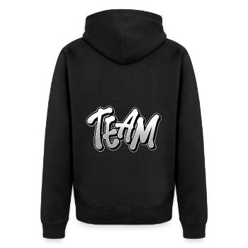 Team - Unisex Premium Organic Zip Hoodie - black - Back - Nico (187cm)