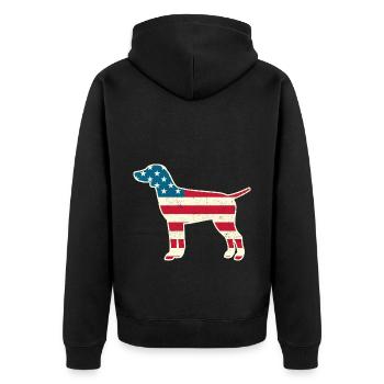 4th of July German Pointer American Flag Dog USA - Unisex Premium Organic Zip Hoodie - black - Back - Nico (187cm)