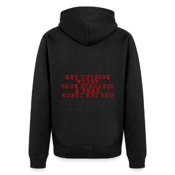 Get Outside, Worst Case Scenario A Bear Eats You10 - Unisex Premium Organic Zip Hoodie - black - Back - Nico (187cm)