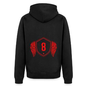 8 Nombre d’armoiries - Veste à capuche bio Premium Unisexe - noir - Dos - Nico (187cm)