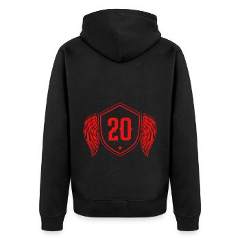 20 Zahl Wappen - Unisex Premium Bio Zip Hoodie - Schwarz - Hinten - Nico (187cm)