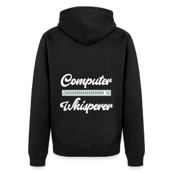 Computer Whisperer IT Tech Support Network - Unisex Premium Organic Zip Hoodie - black - Back - Nico (187cm)