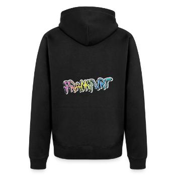 Frankfurt Deutschland Stadt Graffiti Spray Sprayer - Unisex Premium Bio Zip Hoodie - Schwarz - Hinten - Nico (187cm)