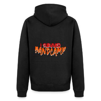 I Survived Bandcamp 4 - Unisex Premium Bio Zip Hoodie - Schwarz - Hinten - Nico (187cm)