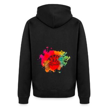 Chameleon Retro - Unisex Premium Organic Zip Hoodie - black - Back - Nico (187cm)