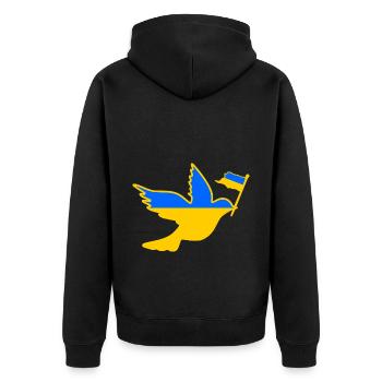 Ukraine - Unisex Premium Bio Zip Hoodie - Schwarz - Hinten - Nico (187cm)